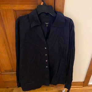NWT- Talbots v neck blouse- black